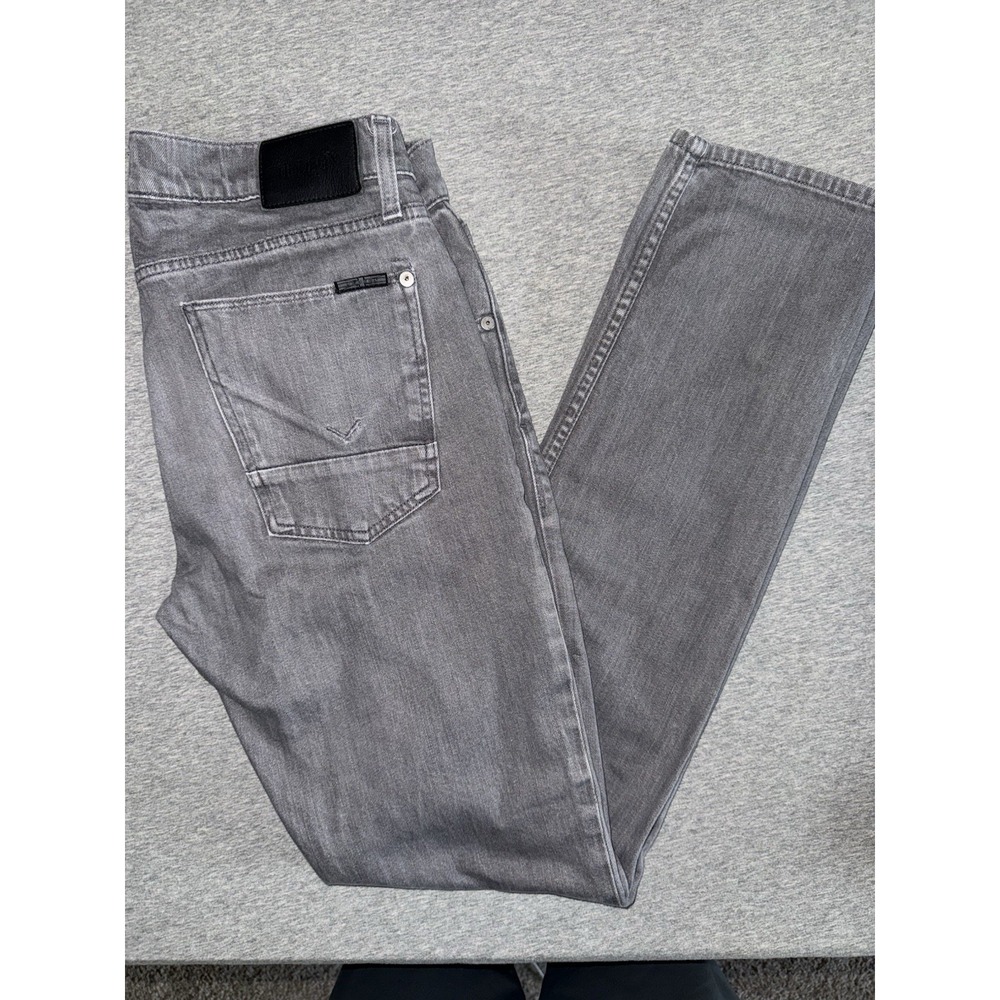 Hudson Blake Slim Straight Jeans Men Women 32x33 Gray Zip Fly Stretch Denim